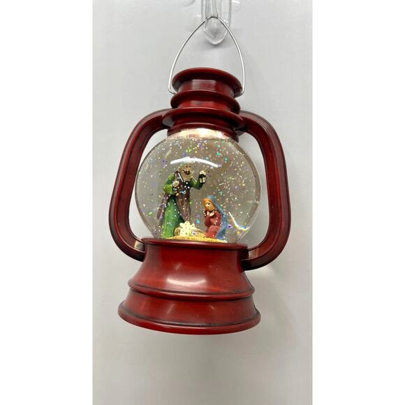 Transpac LED Christmas Nativity Scene Red 7.75 Inch Acrylic Water Globe Lantern - Picture 4 of 4